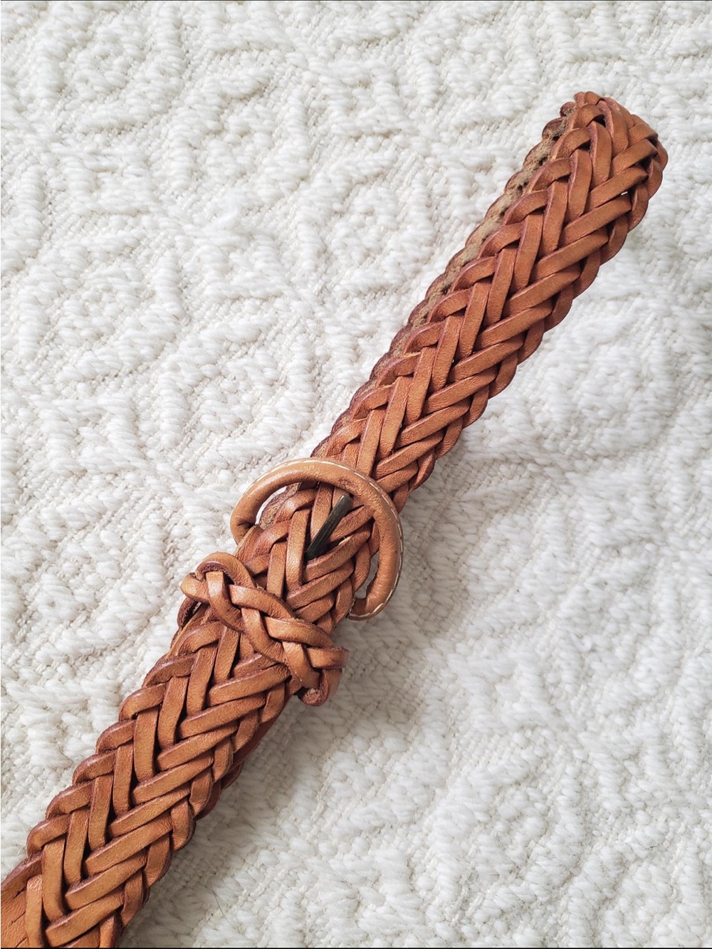 Vintage Braided Leather Belt in Warm Springs Tan butterscotch
